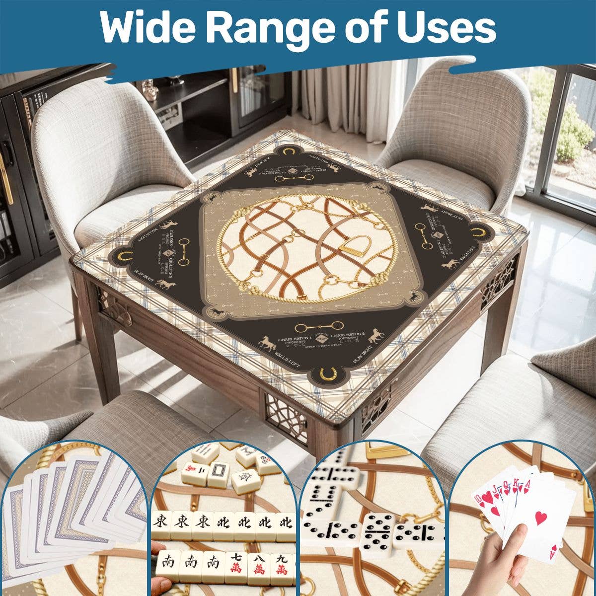 Saddles & Silk Mahjong Mat | The Equestrian Collection
