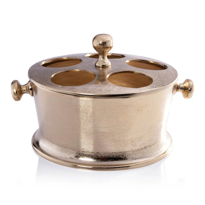 Raw Aluminum Five Bottle Wine Holder - Gold