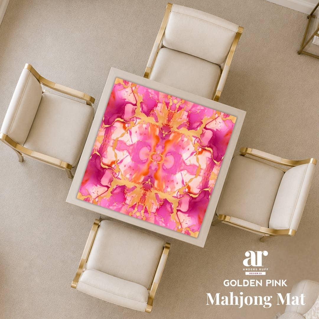 Golden Pink Mahjong Mat |  Grand Marble [Non-Neoprene]