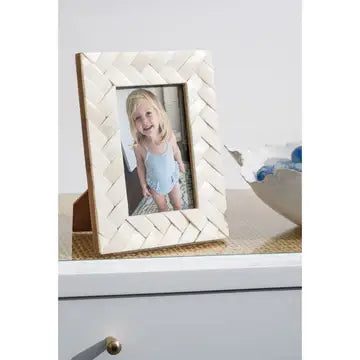 5x7 Bone Woven Photo Frame