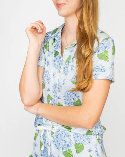 Hydrangea Short Sleeve Top with Pants