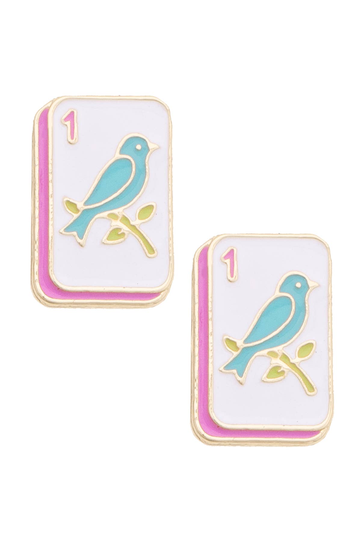 Bird Bam Enamel Stud Earrings in White