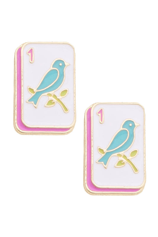 Bird Bam Enamel Stud Earrings in White