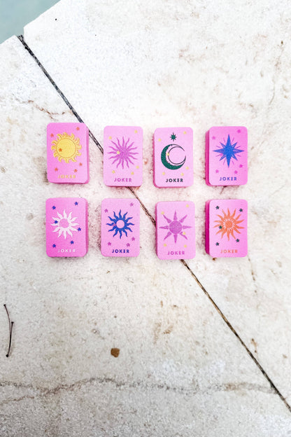 Floating Mahjong Tiles in Floral Pink for the Pool
