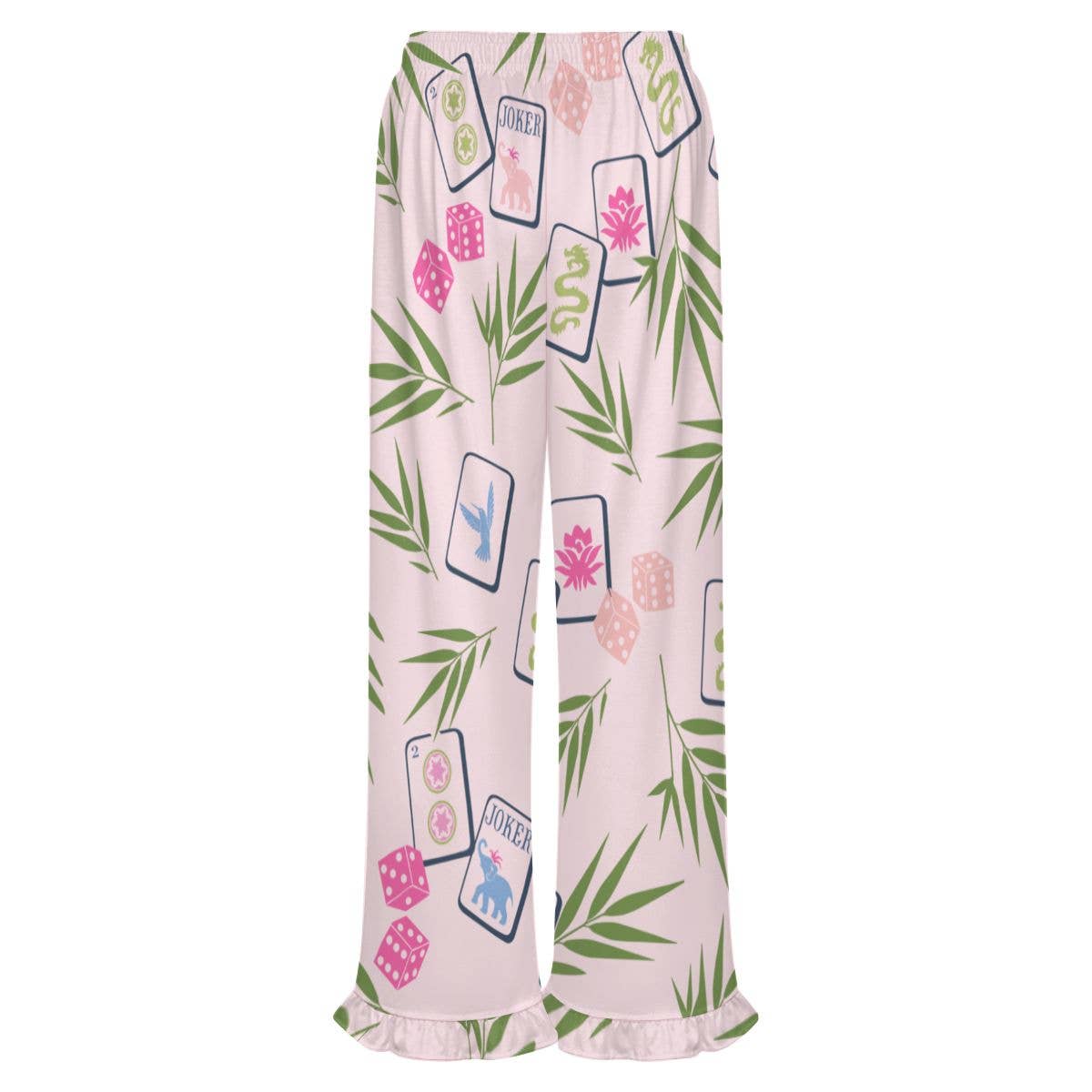 Mahjong Ruffle Pajama Pants | Soft Lounge Pants PJS Palm