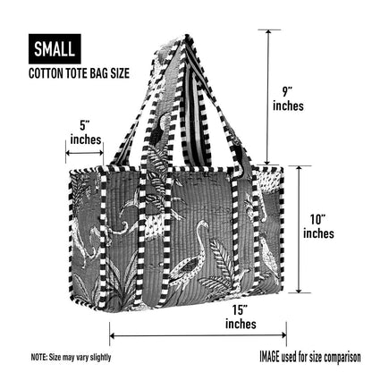 Cotton Block Print Tote Bag- Salmon