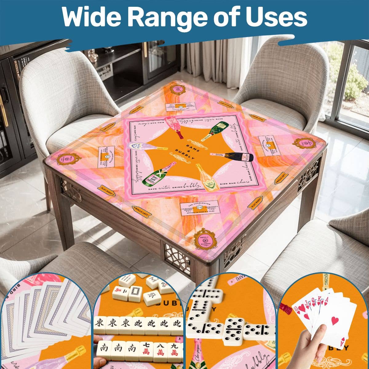 Bams & Bubbly Mahjong Mat | The Champagne & Mahj Collection