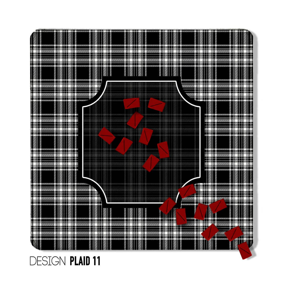 Mahjong Mat 31", Neoprene, Moody, Masculine, Winter Plaid
