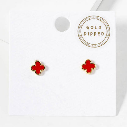 Gold-Dipped Clover Post Earrings