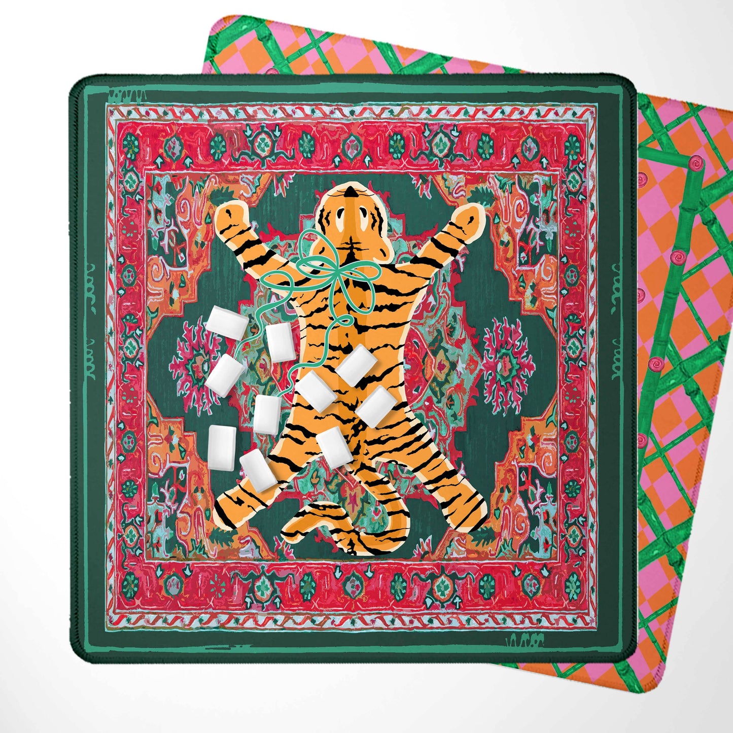 Mahjong Mat, Monkey, Leopard, Tiger, Flamingo