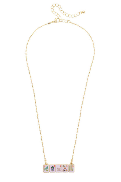 Mahjong Enamel Tile Wall Necklace in Multi