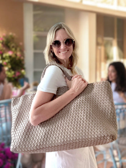 Woven Mahjong Carryall -Peace Love Mahjong