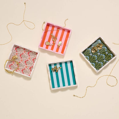 Scallop Trinket Tray–Sicily Stripes Pink