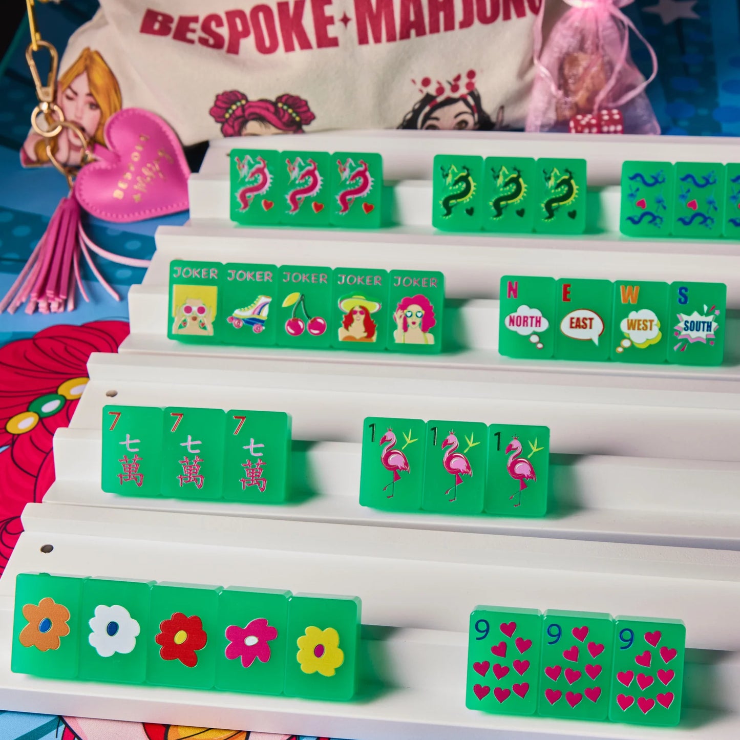 Pop Diva - Disco Green Mahjong Tiles