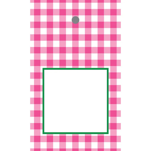 Gingham Check Hot Pink Full Color Gift Tags