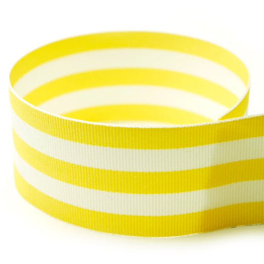Yellow and White Striped Grosgrain Ribbon