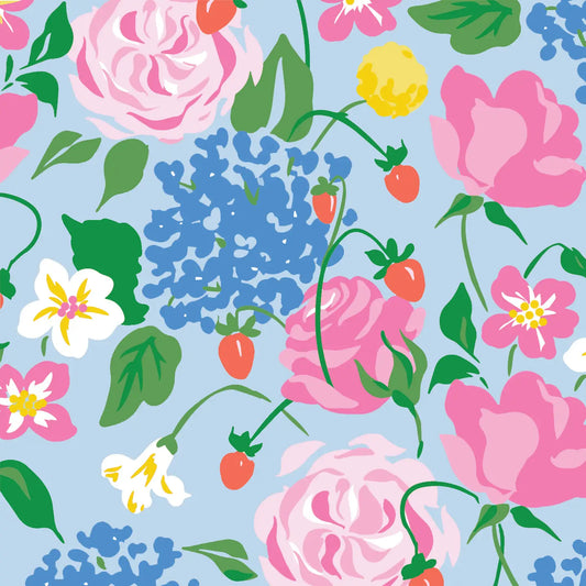 Strawberry Floral Gift Wrap Continuous Rolls