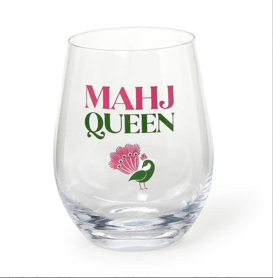 Mahj Queen Stemless Wine Glass