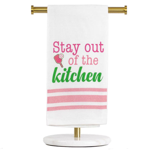 Stay Out Of The Kitchen Hand Towel White/Pink/Green