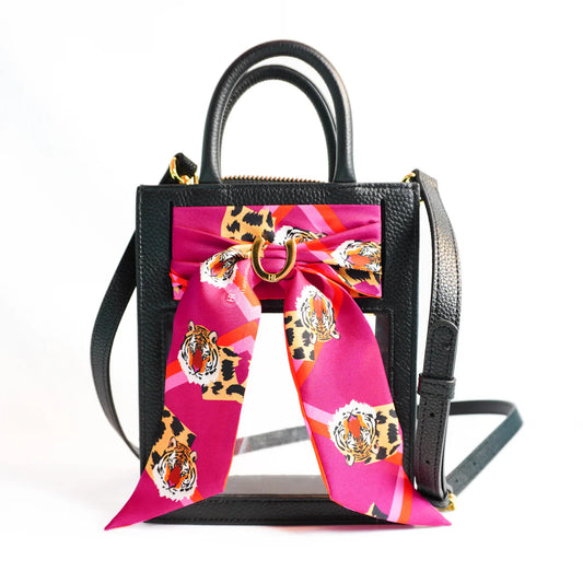 Mini Calista Clear Black + Easy Tiger (Fuscia) Twilly