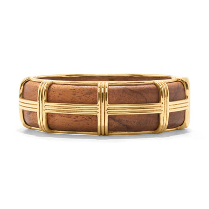 Gaia Hinged Bangle Teak- Capucine De Wolf