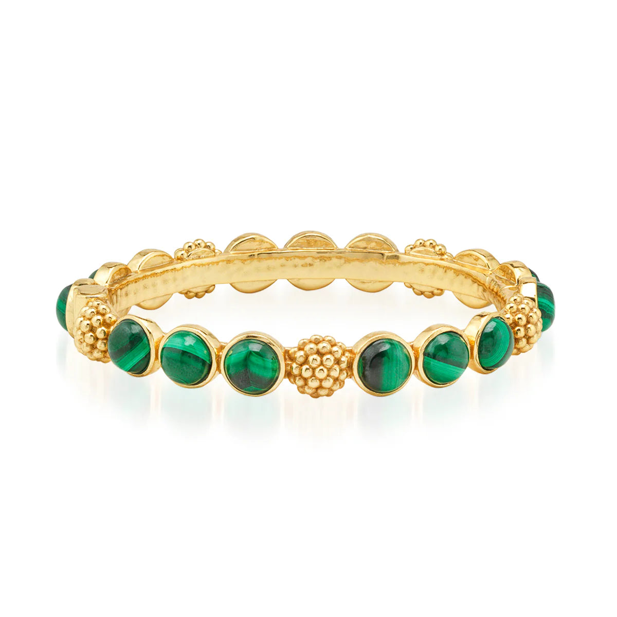 Berry Gem Hinged Bangle- Malachite