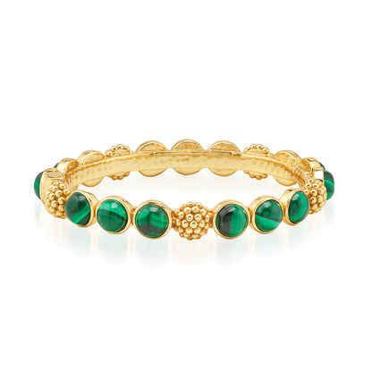 Berry Gem Hinged Bangle- Malachite