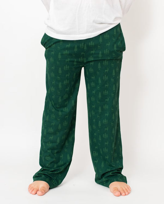 Youth Woodsy Deer Sleep Pants-Hunter Green