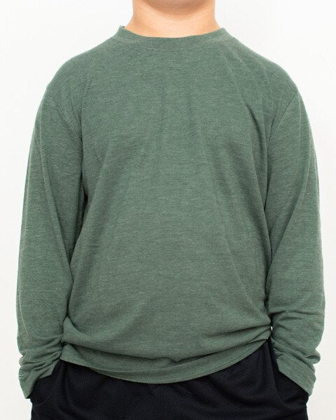 Youth Long Sleeve Crew Neck T-Shirt Forrest Green