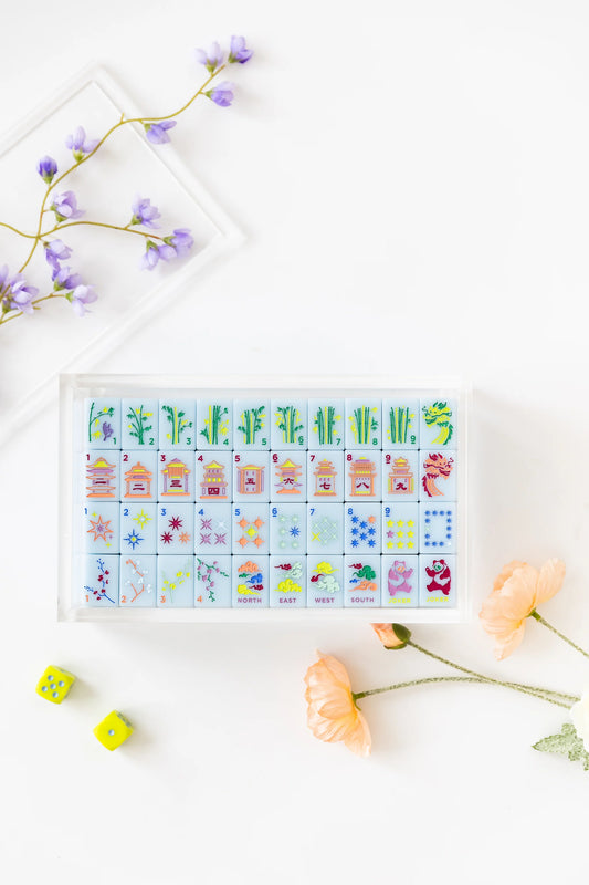 East Meets West Mahjong Tile Set-Sky- Bam Bird Boutique