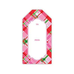 Pink Peppermint Plaid Gift Tag