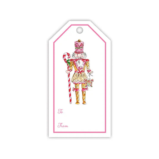 Hand Painted Pink Candy and Gingerbread Nutcracker Gift Tag