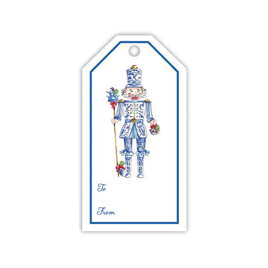 Hand painted Blue Chinoiserie Nutcracker Gift Tag