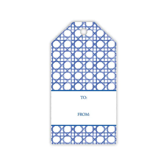 Handpainted Royal Blue Cane Trellis Gift Tag