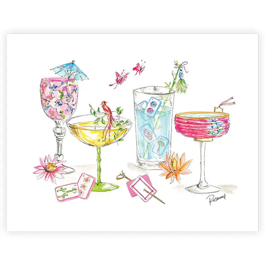 Handpainted Mahjong Cocktails Art Print