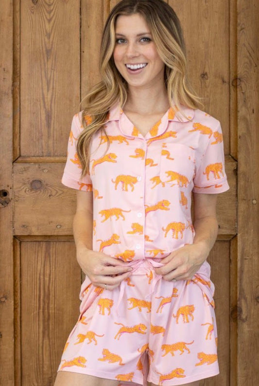 Tiger Walk Sleep Shorts- Royal Standard