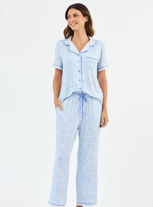 Women’s Charolette Pants Set- Meadow Line Blue Stripe