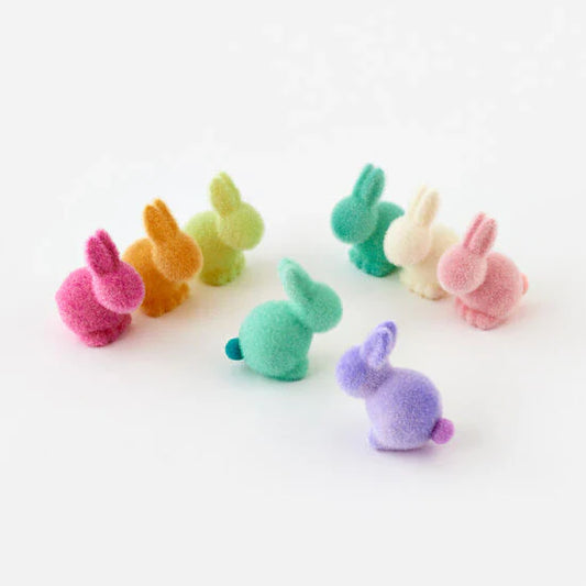 Flocked Seated Bunny 3.5 in