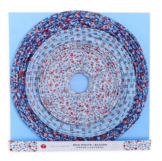 Red White and Bloom Paper Lanterns- Set of 3