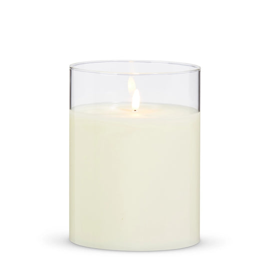 6x10 Clear Glass Ivory Pillar Candle