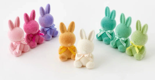Medium 8in Flocked Sitting Bunny