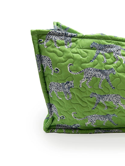 Leilani Leopard Green Quilted Tote