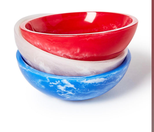 RED, WHITE AND BLUE ROUND TIDBIT BOWL