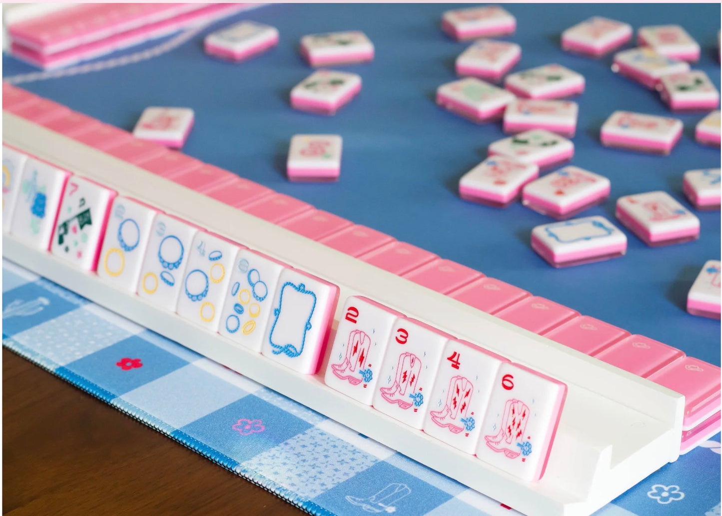 Gingham Mahjong Playing Mat - Miss Mahjong