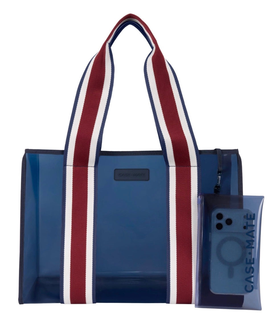 Navy Rugby Stripe Jelly Tote