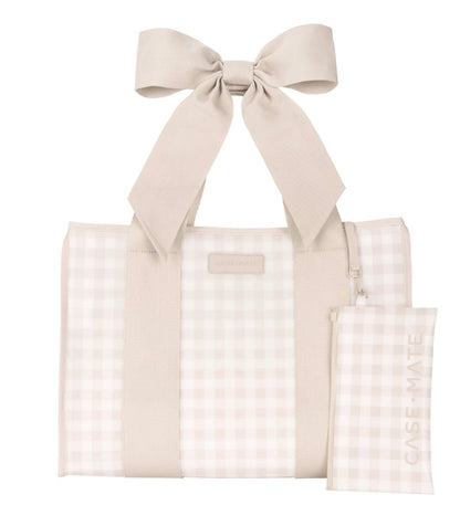 Latte Gingham Bow Jelly Tote