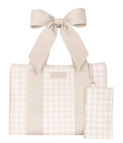 Latte Gingham Bow Jelly Tote