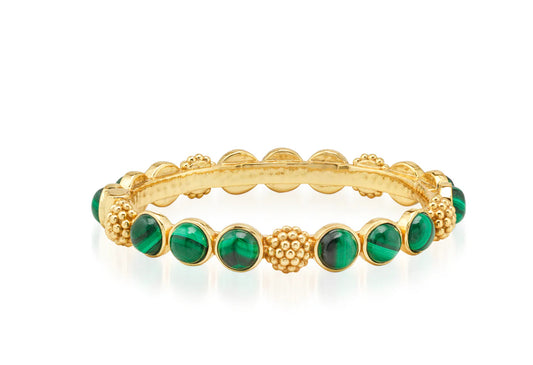 Berry Gem HInged Bangle- Malachite