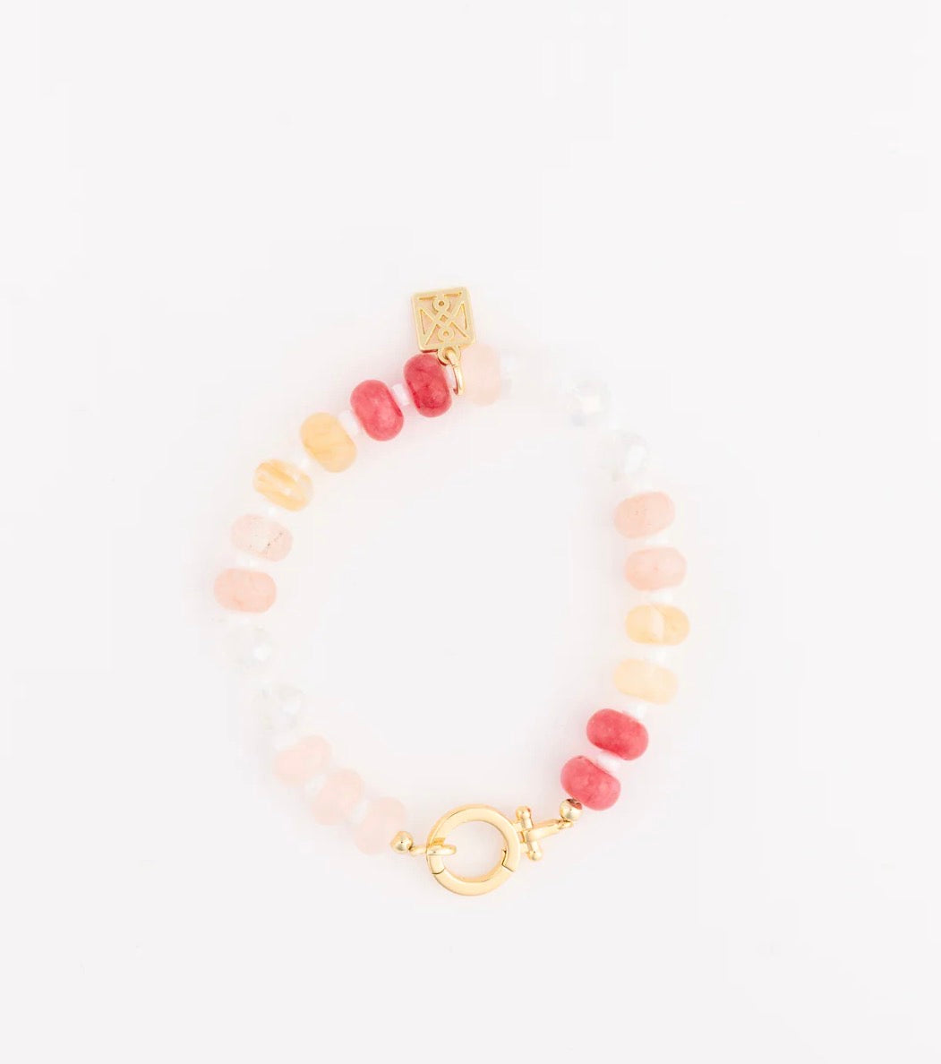Thea Stone Charm Bracelet Pink