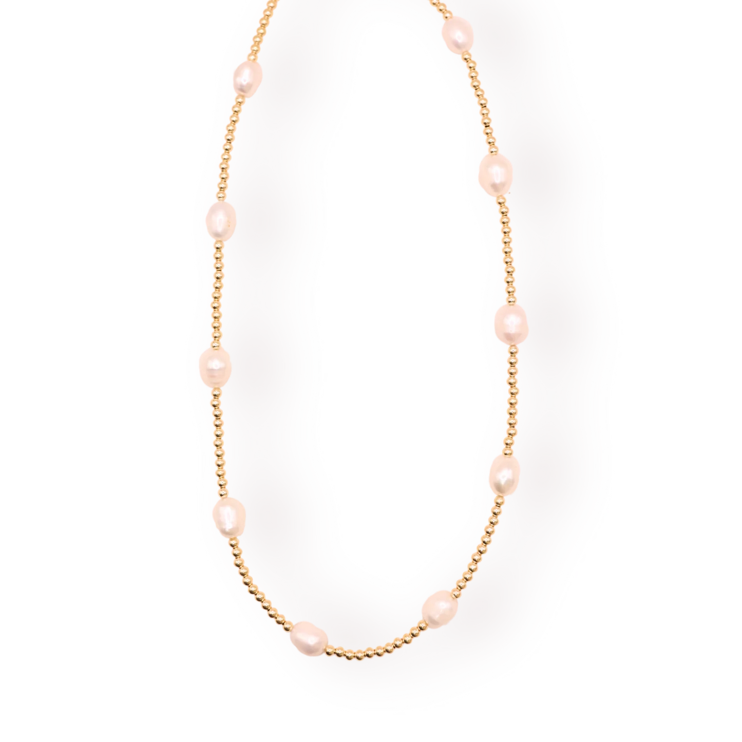 Pearly Poppi Beaded Streth Necklace- 16in